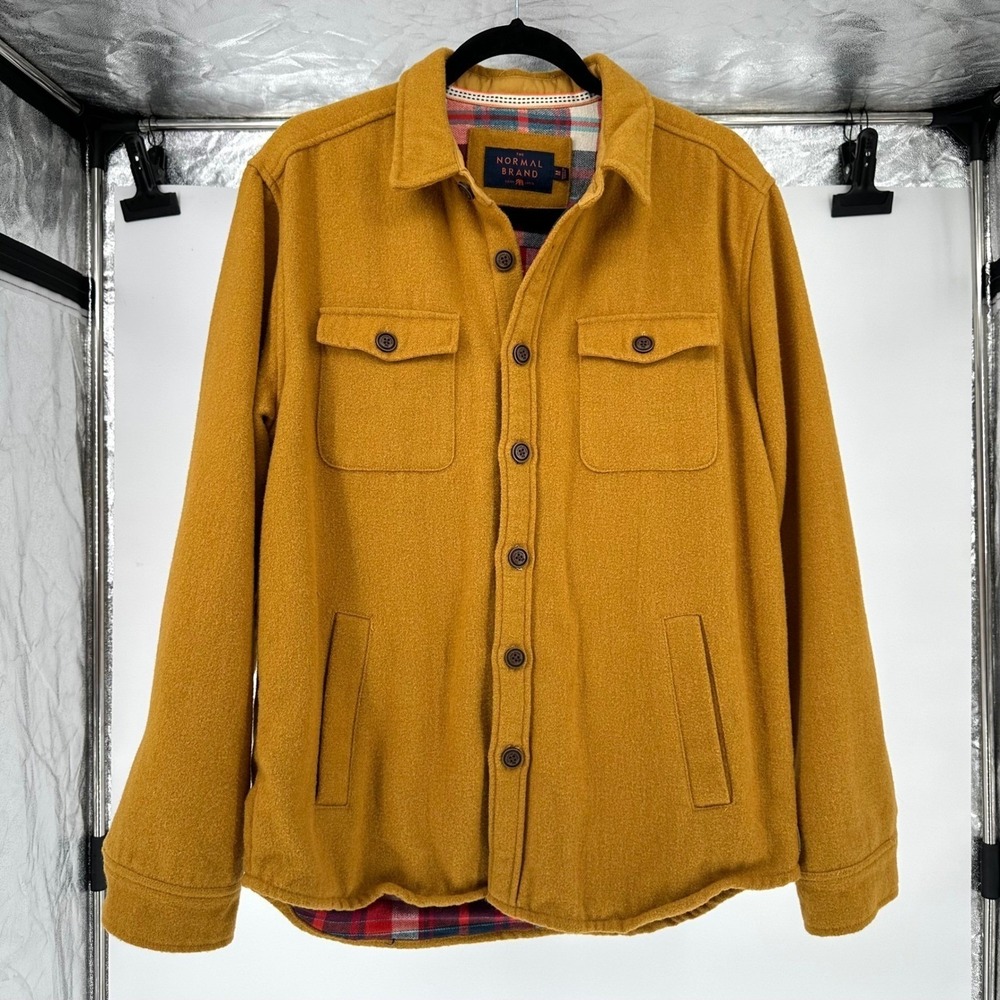 The Normal Brand Gold Jacket Red Brightside Flannel Lined Shacket Wool Men's‎ M